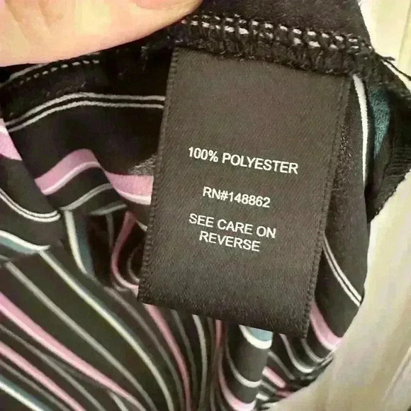 Torrid Lexie Georgette Tunic Tank Black White Purple Green Striped - Picture 4 of 6